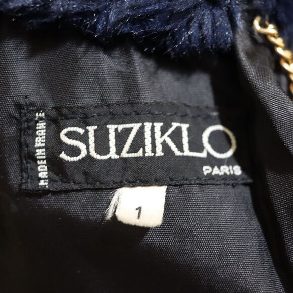 Suziklo Vintage Y2K Blue Spotted Fuzzy Trench Coat Opera Size Large/XL - Picture 10 of 13